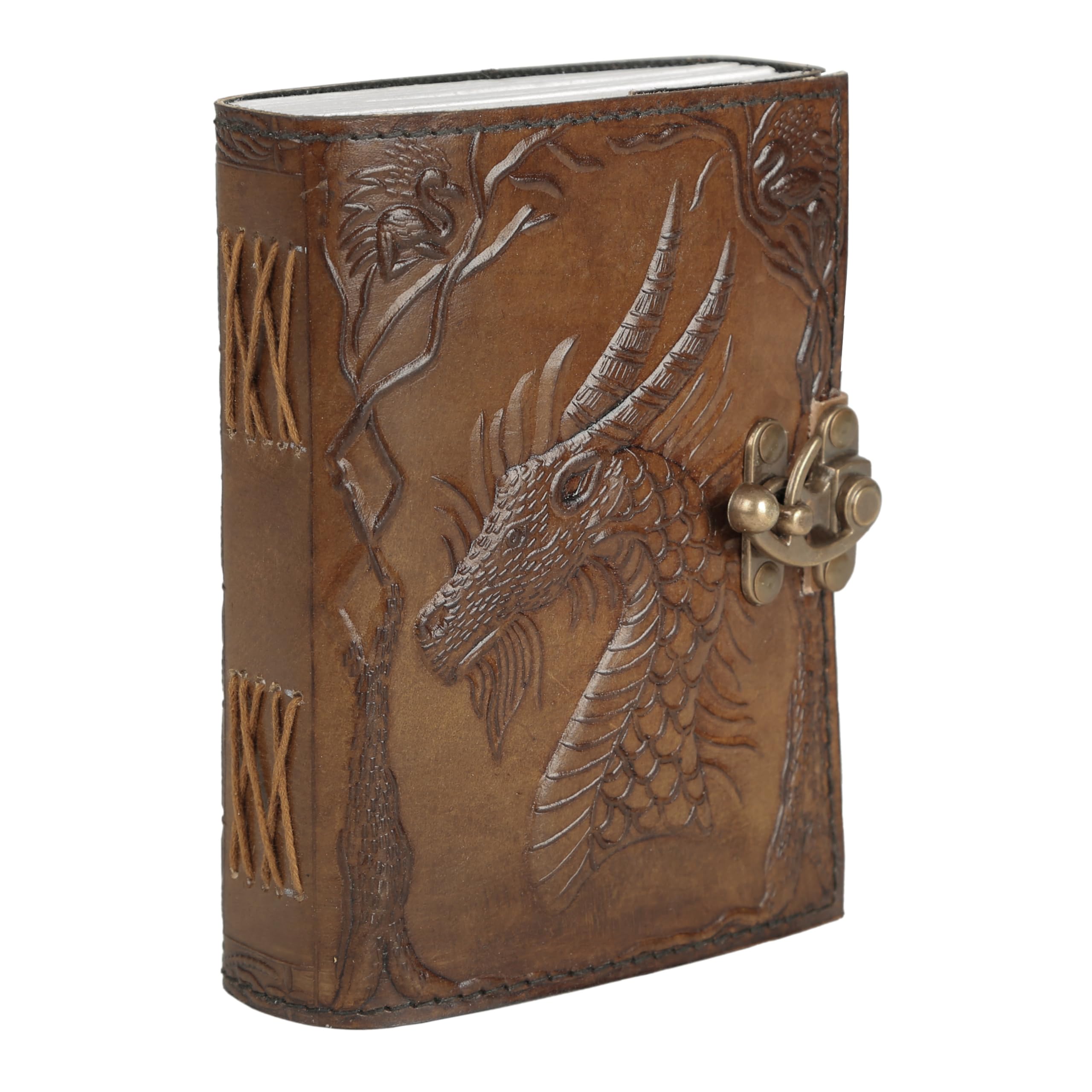 Shaista Handicraft Embossed leather bound journal dragon game of thrones diary with clasp lock vintage perfect notebook blank book of shadows unlined paper sketchbook 7x5 Inch