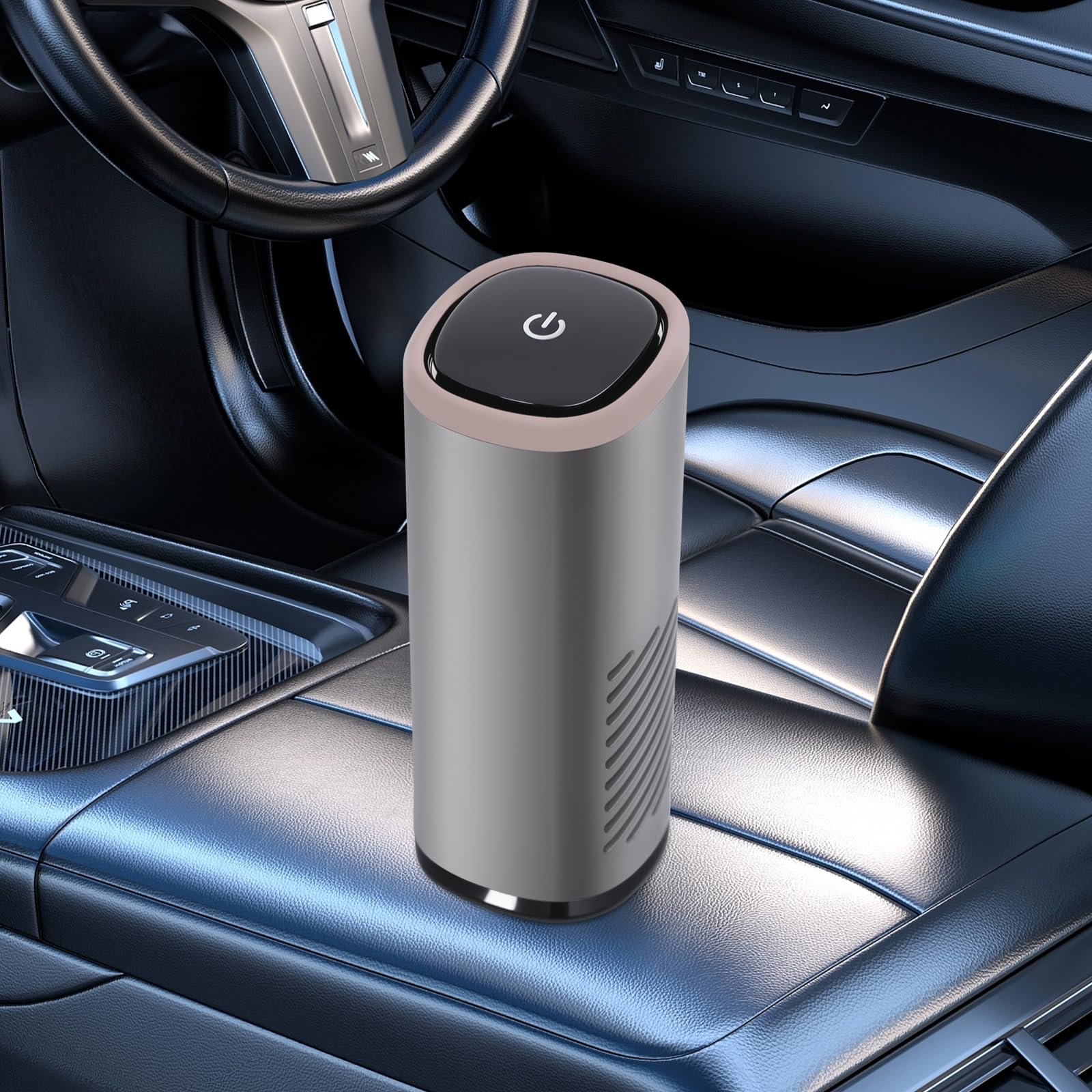 Purificador de aire USB, purificador de aire con aromaterapia, filtro de aire HEPA contra moho, polvo, olores de polen, con iones negativos y luz azul, 36 dB, para coche y hogar (gris)