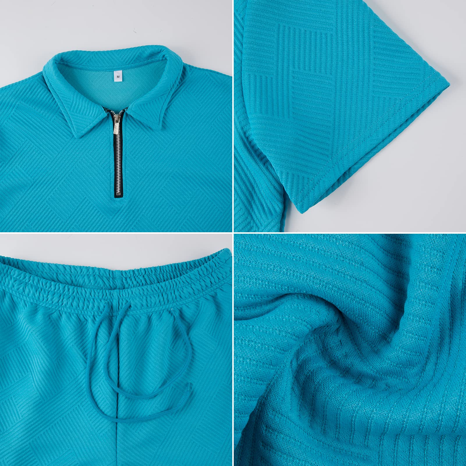 Hoefirm Tuta da uomo Polo a maniche corte Set con zip Joggers Gym Top Casual Running Sport Sweat Activewear 2 Pezzi Pantaloni