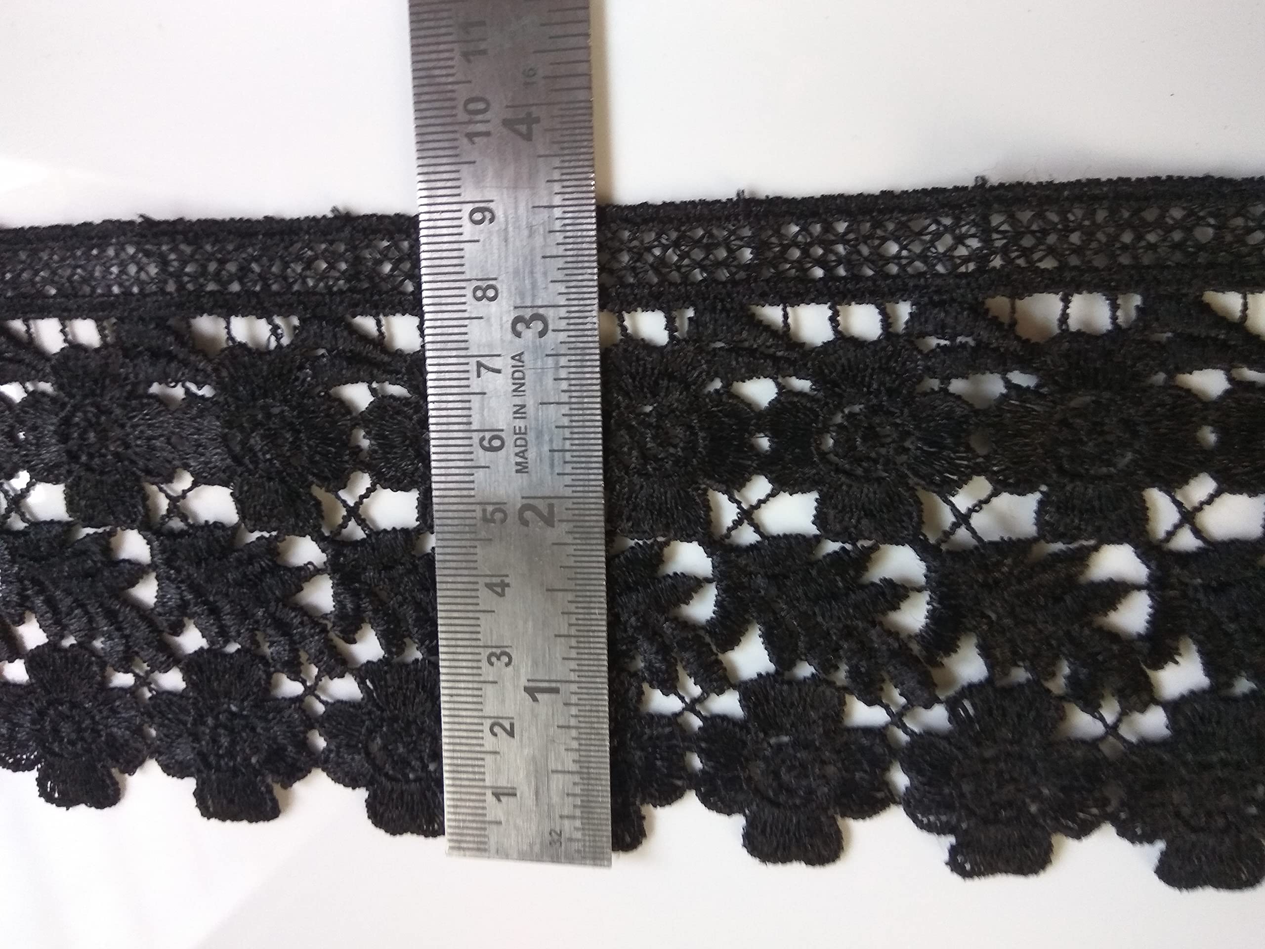 Navy Blue Crochet lace 3.5 inch Wide Flowers and Leaves for Frocks,Dresses,Curtains,Decoration 3 Meters 2