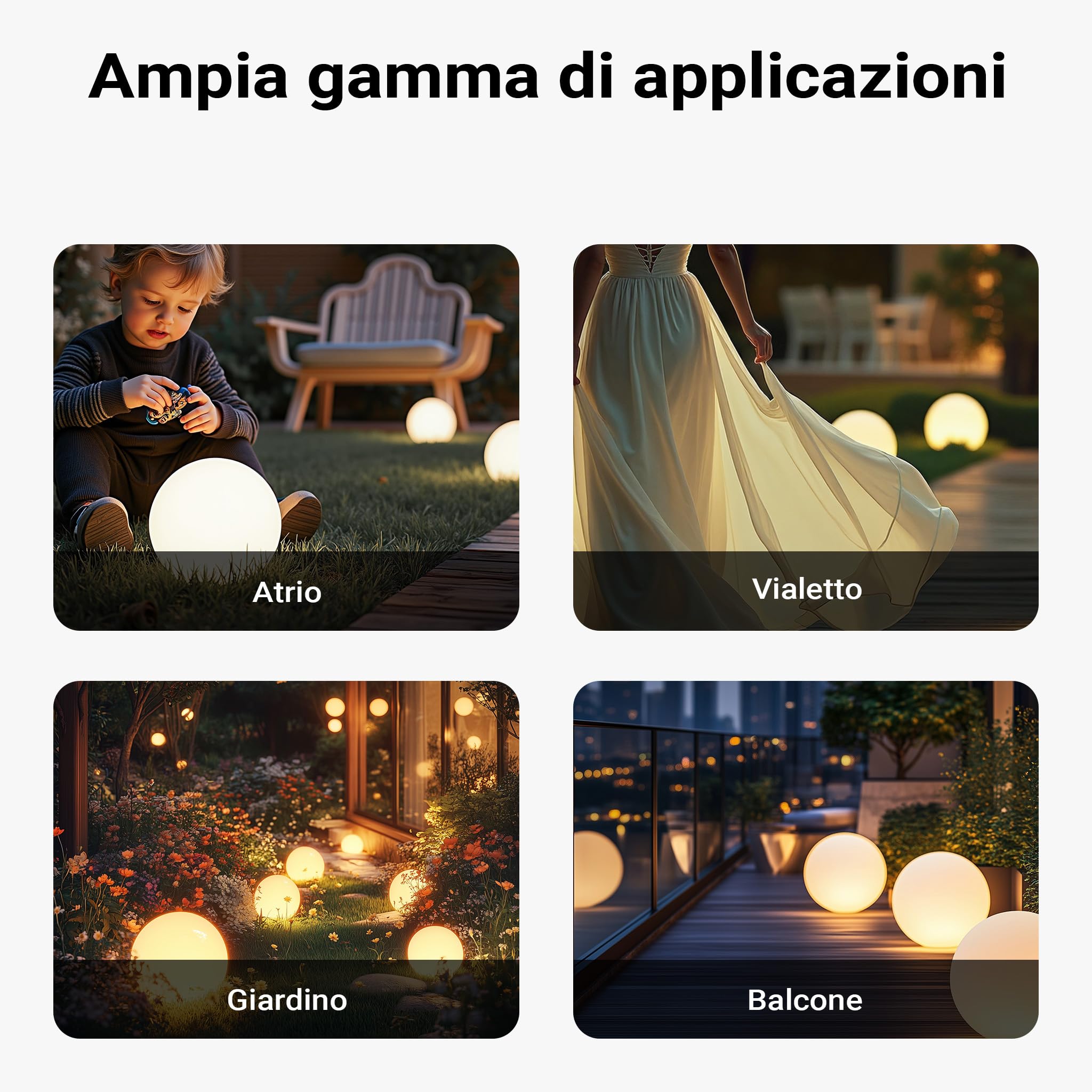 Wiltec Sfera luminosa per esterno Ø30 cm Lampada da giardino con picchetto IP44 40 W Attacco E-27