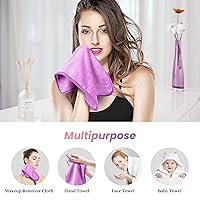 Vista 6 de Paquete de 8 paños removedores de maquillaje, 13 x 7 pulgadas, toallas de microfibra ultra suave, reutilizables, 4