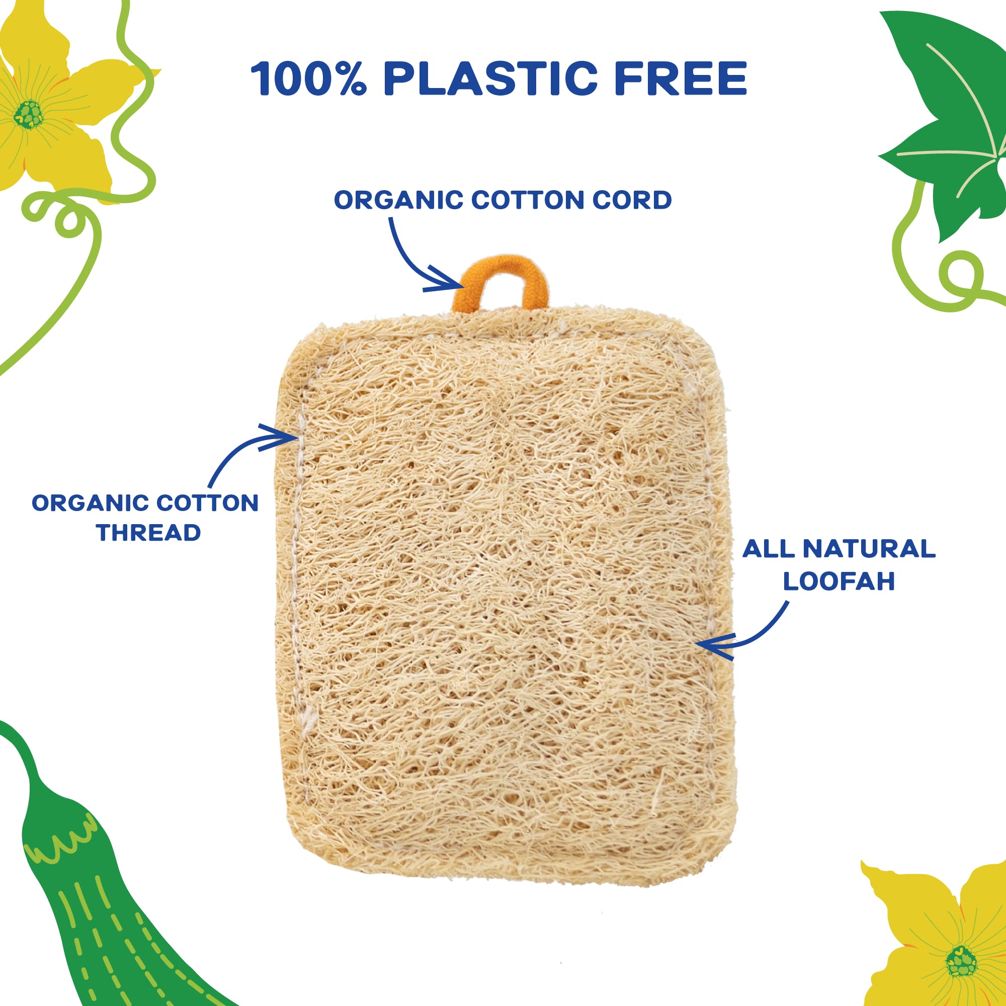 Esponja de cocina natural de lufa (paquete de 3) - Esponjas ecológicas - Esponjas naturales para platos - Esponjas compostables - Esponjas biodegradables para cocina - Esponja de cocina a base de