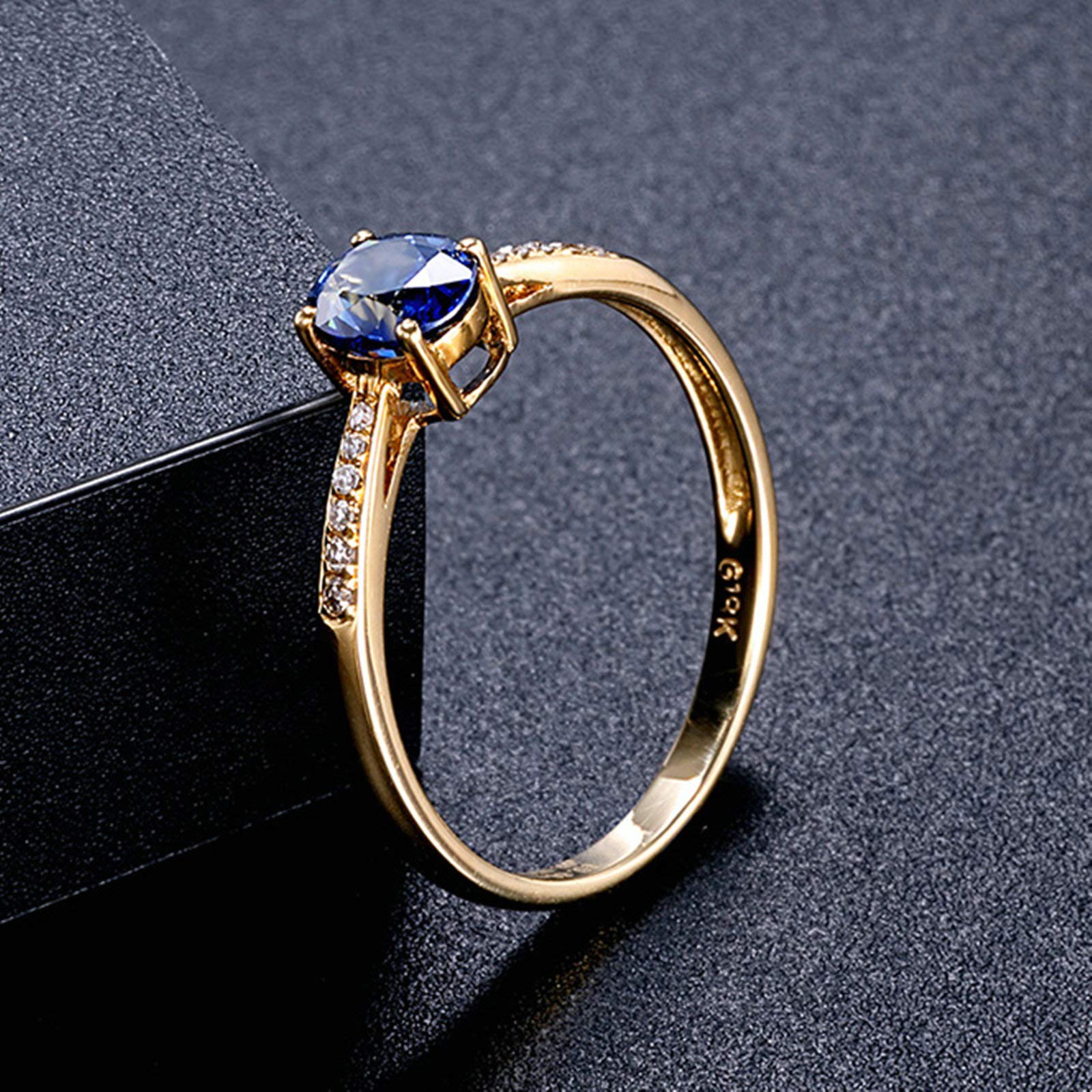 Beydodo Złoty pierścionek damski 750 prawdziwe diamenty i szafir 0,66 ct obrączka złota pierścionek zaręczynowy e 18 karatów (750) żółte złoto, 65 cm (20,7 cala), colore: złoto, cod. TLLWGZ5655