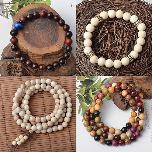 Miniatura 6 de Cuentas masivas masivas de madera natural redondas sueltas de 0.315 pulgadas para fabricación de joyas con hilo, 200 unidades (madera de ébano