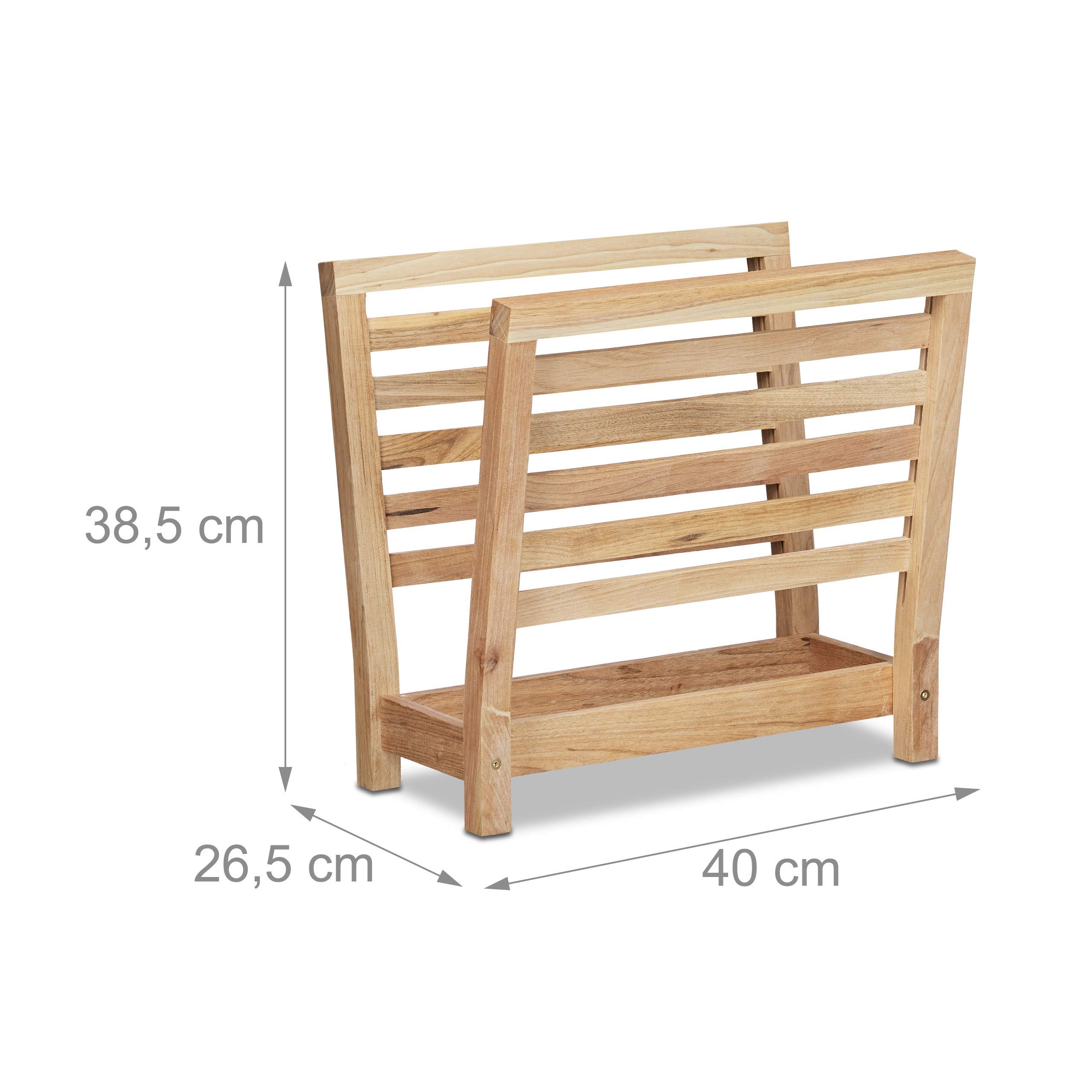 Relaxdays 10020656 Porte-magazines porte-revues support pour journaux en bois de noyer HxlxP: 38,5 x 26,5 x 40 cm, marron, Walnut