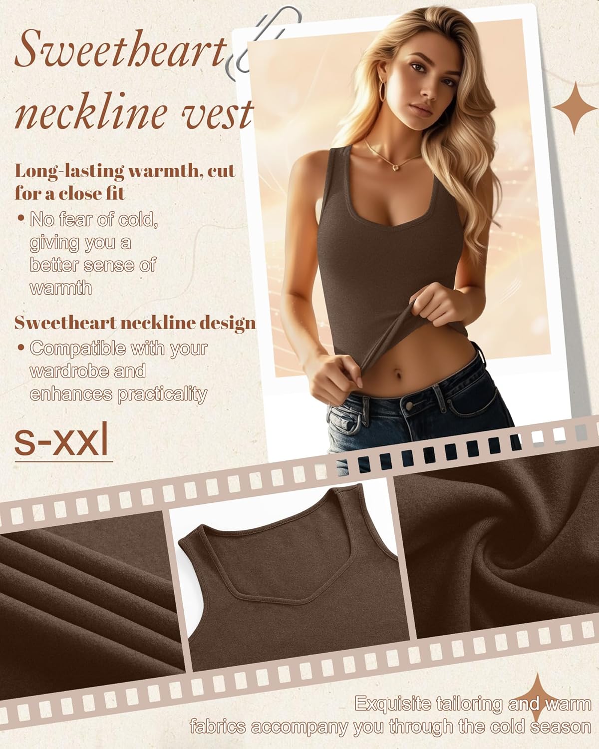 4 Pcs Womens Thermal Tank Tops Sleeveless Sweetheart Neck Undershirts Fleece Base Layer Lightweight Underwear Tops - Image 4