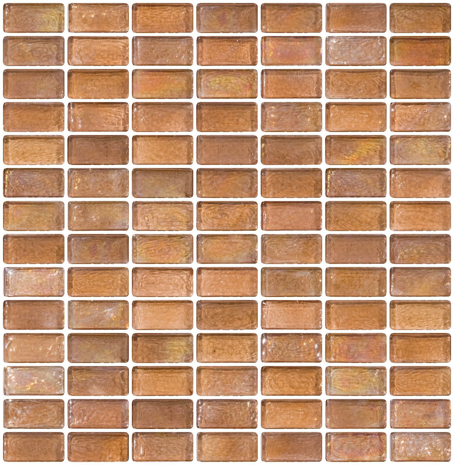 Susan Jablon - 3/4 x 1 1/2 Inch Blush Iridescent Glass Subway Tile Reset in Stacked Layout