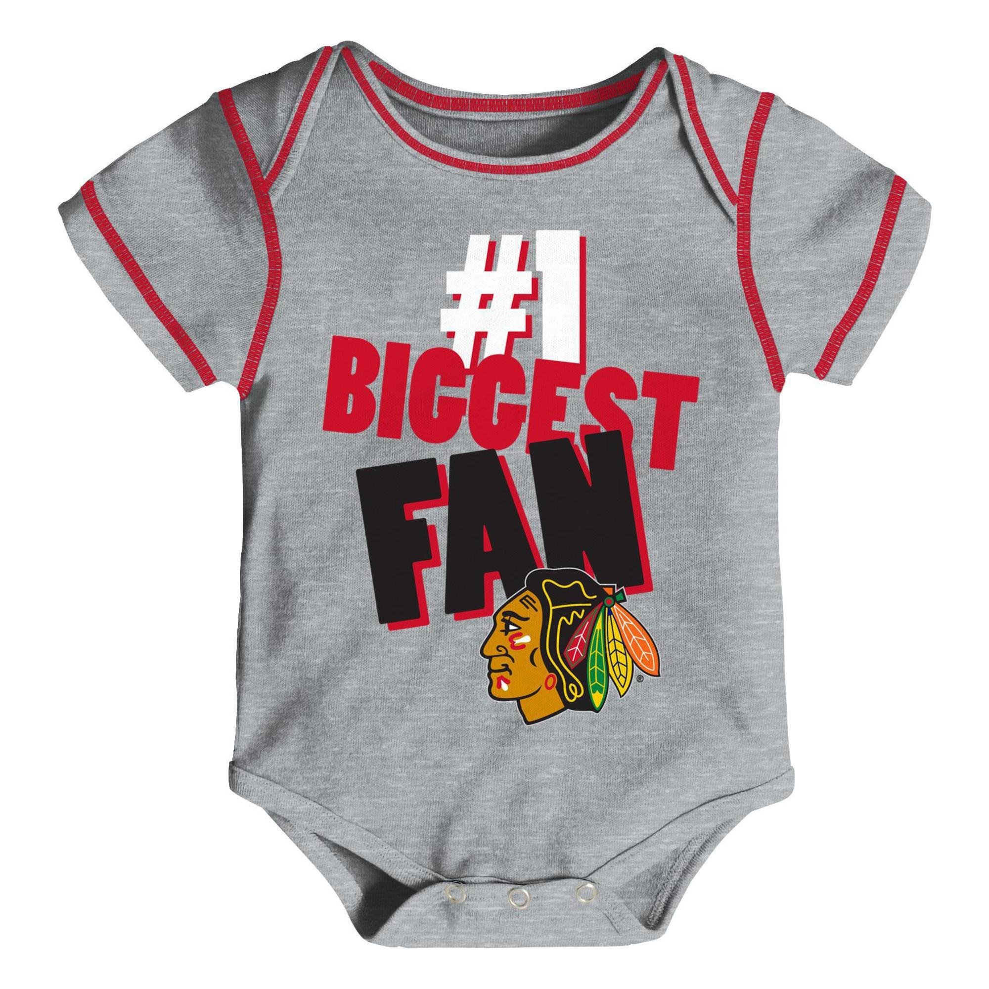 VF Chicago Blackhawks #1 Biggest Fan One Piece Creeper Bodysuit - Gray (Chicago Blackhawks, 0-3 Months)