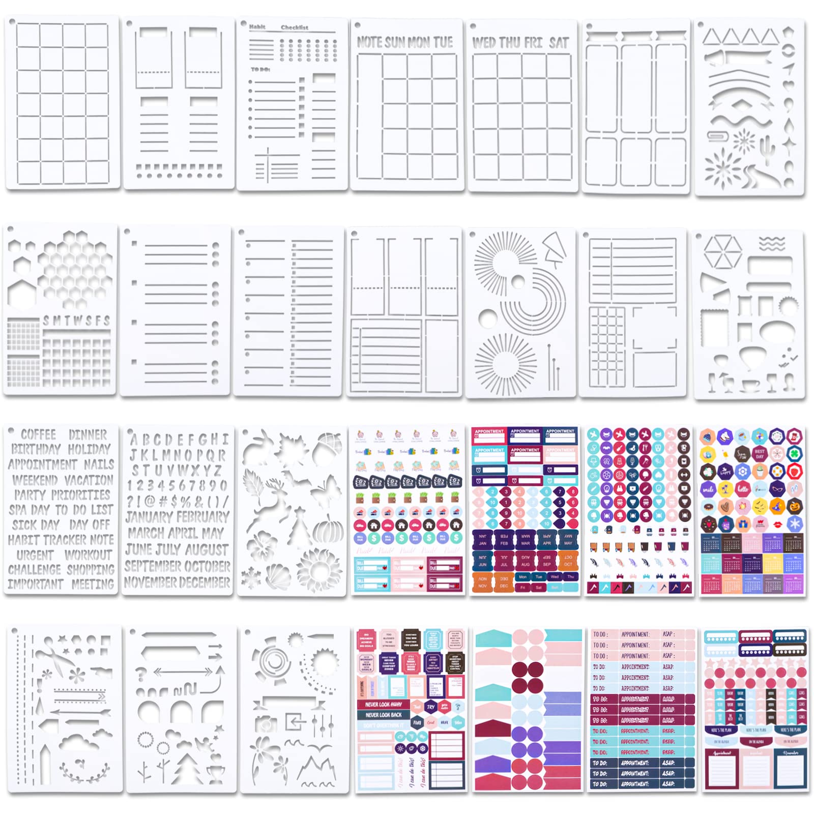 Sponsored Ad – 20 Pcs Journal Stencil Set, Time Saving Planner, Incl Bullet Point Checklists, DIY Journals Notebook Schedule A5 Templates, 8 Sheets Journal Stickers