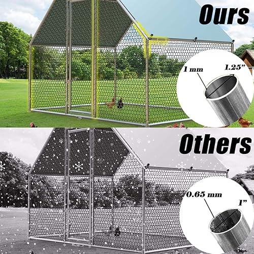 Miniatura 3 de ROOMTEC Gallinero de metal grande para 20 pollos, jaula para aves de corral con cubierta impermeable y anti-UV diseño de puerta con cerradura (9.8