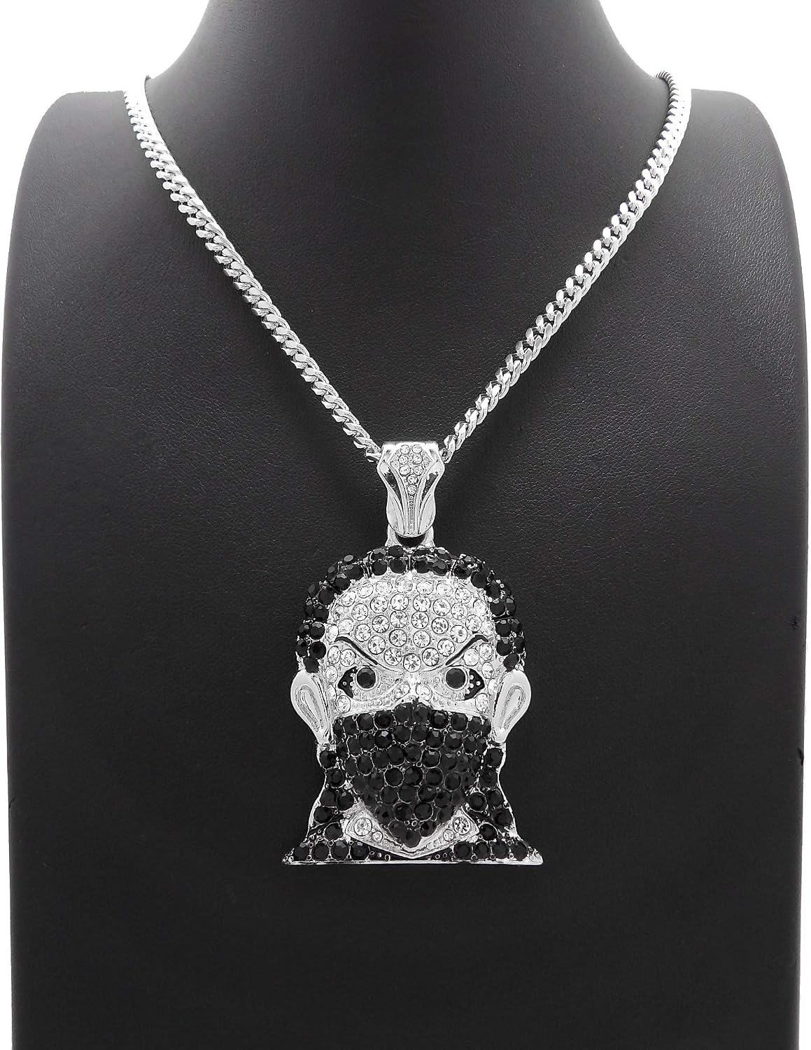 GWOOD Masked Face Goon Pendant with 24 Inch Cuban Necklace Silver Color
