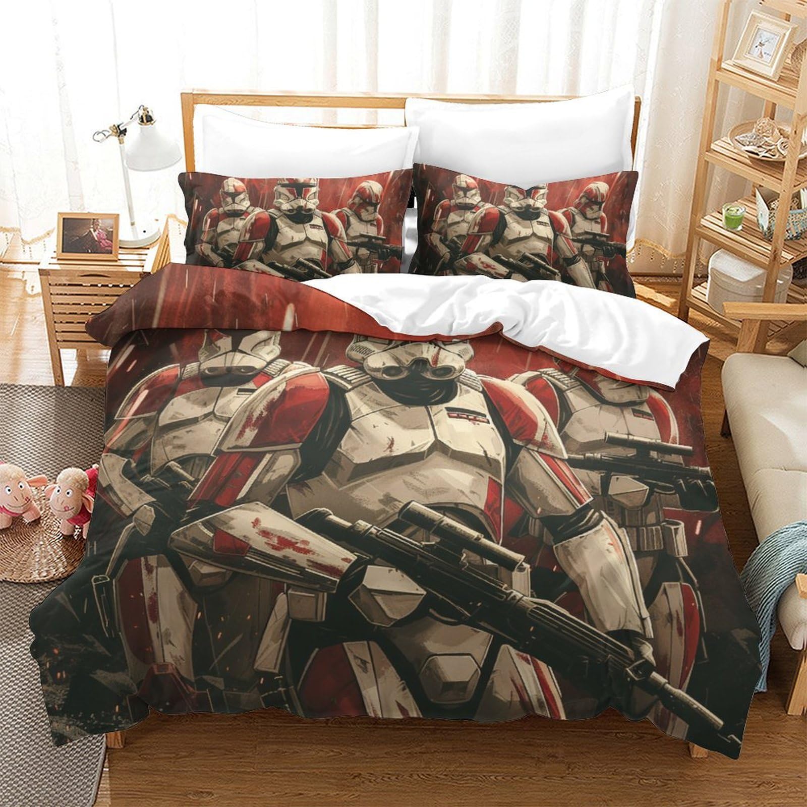 GAOYUCHUN Star Wars 3D Printed Comforter Cover Set Duvet Cover Bedding Set for Kids Teens Boys Room Decor Microfiber Quilt Cover 3 Pcs with Pillow Case Hidden Zipper King（220x240cm）