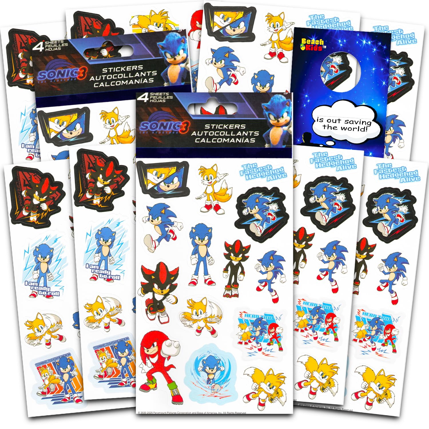 Deluxe Sonic the Hedgehog Stickers Bundle, 8 Sheets