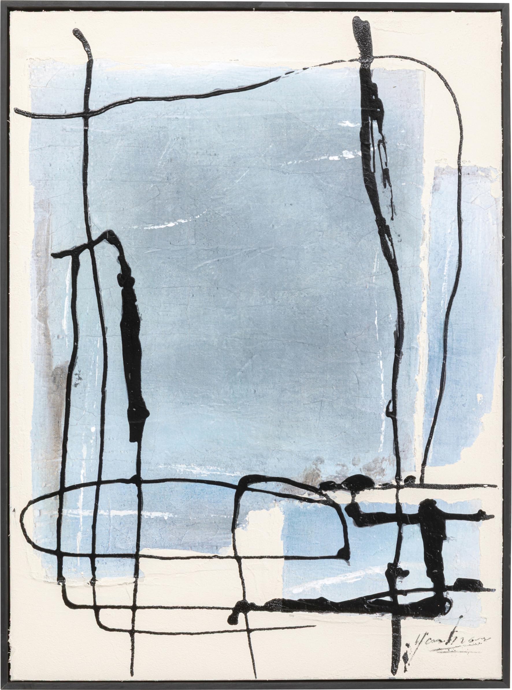 Kare Design Leinwandbild Dust Blau 75x55 cm Abstrakt Mit Holz Rahmen Handgemalt