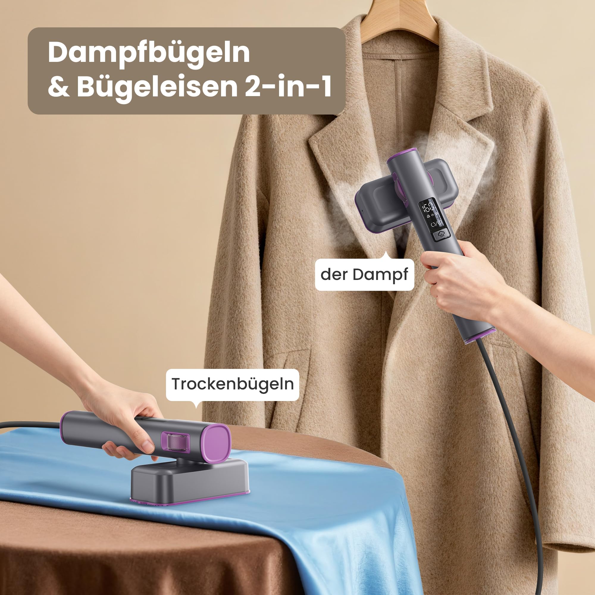 Steamer Dampfglätter Bügel Dampfmaschine Dampfbürste - Haushaltsgeräte Reise Steam Streamer Bügelmaschine Dampfbügler Clothes Dampfbügel Bügeln für Kleidung Handbügeleisen Iron Klein Leicht for Dampf