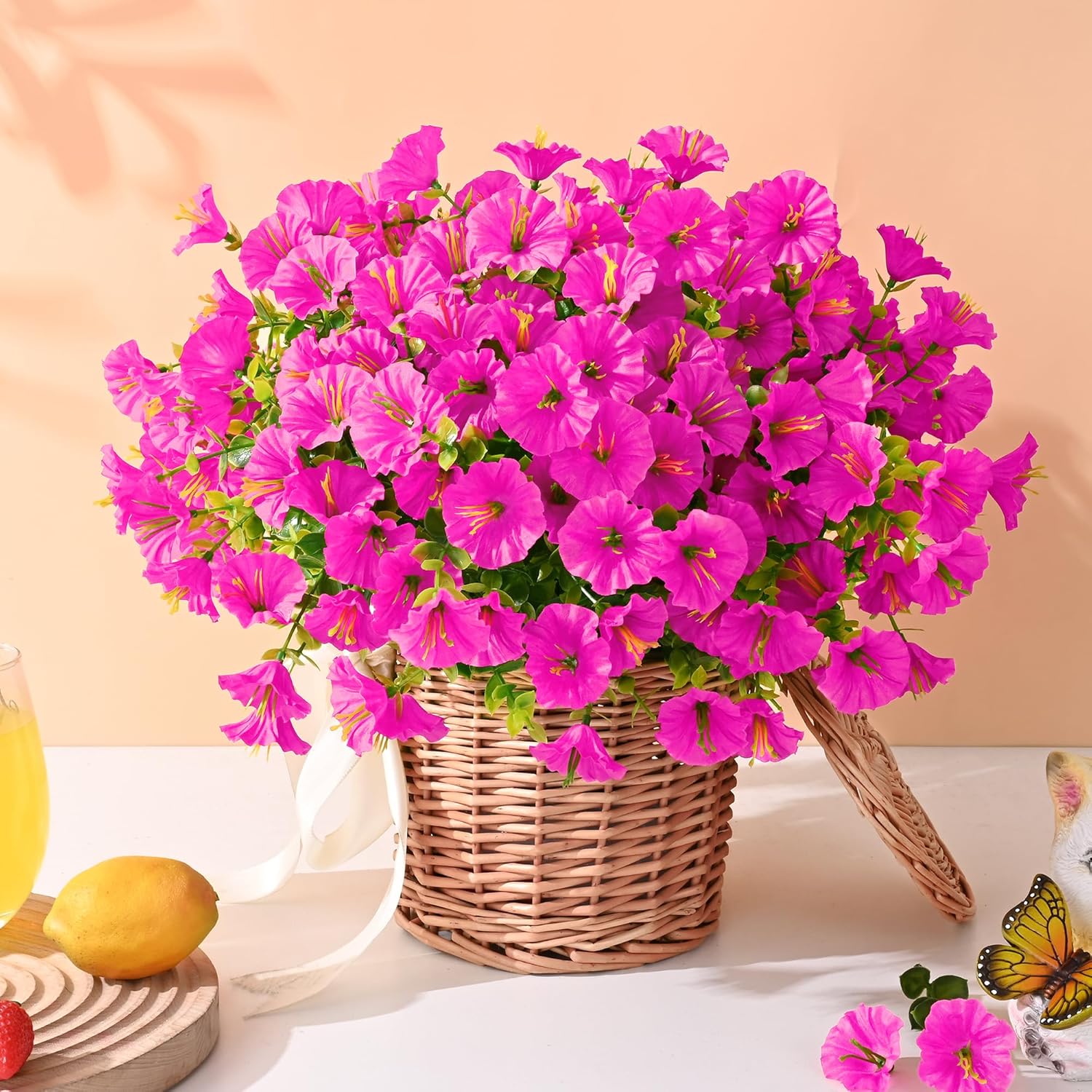 Waipfaru Artificial Flowers for Outdoors, 24 Bundles Faux Plants Outdoor, UV Resistant Artificial Plants Outdoor, Silk Petunias Fake Flowers for Outside Home Decor Planter Porch Decoration, Rose Red - Image 4