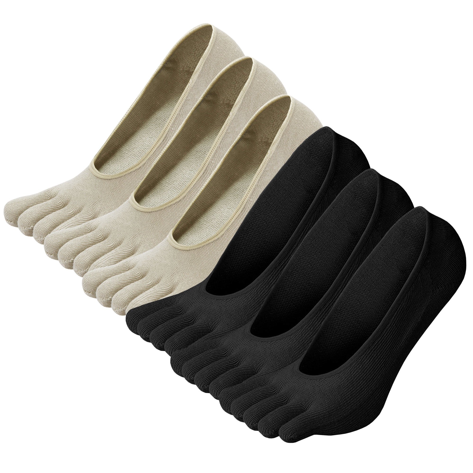 ZAKASA Calcetines algodón para mujer calcetines 5 dedos tobilleros antideslizantes Calcetines del dedo del pie Calcetines deportivos coloridas 6 pares