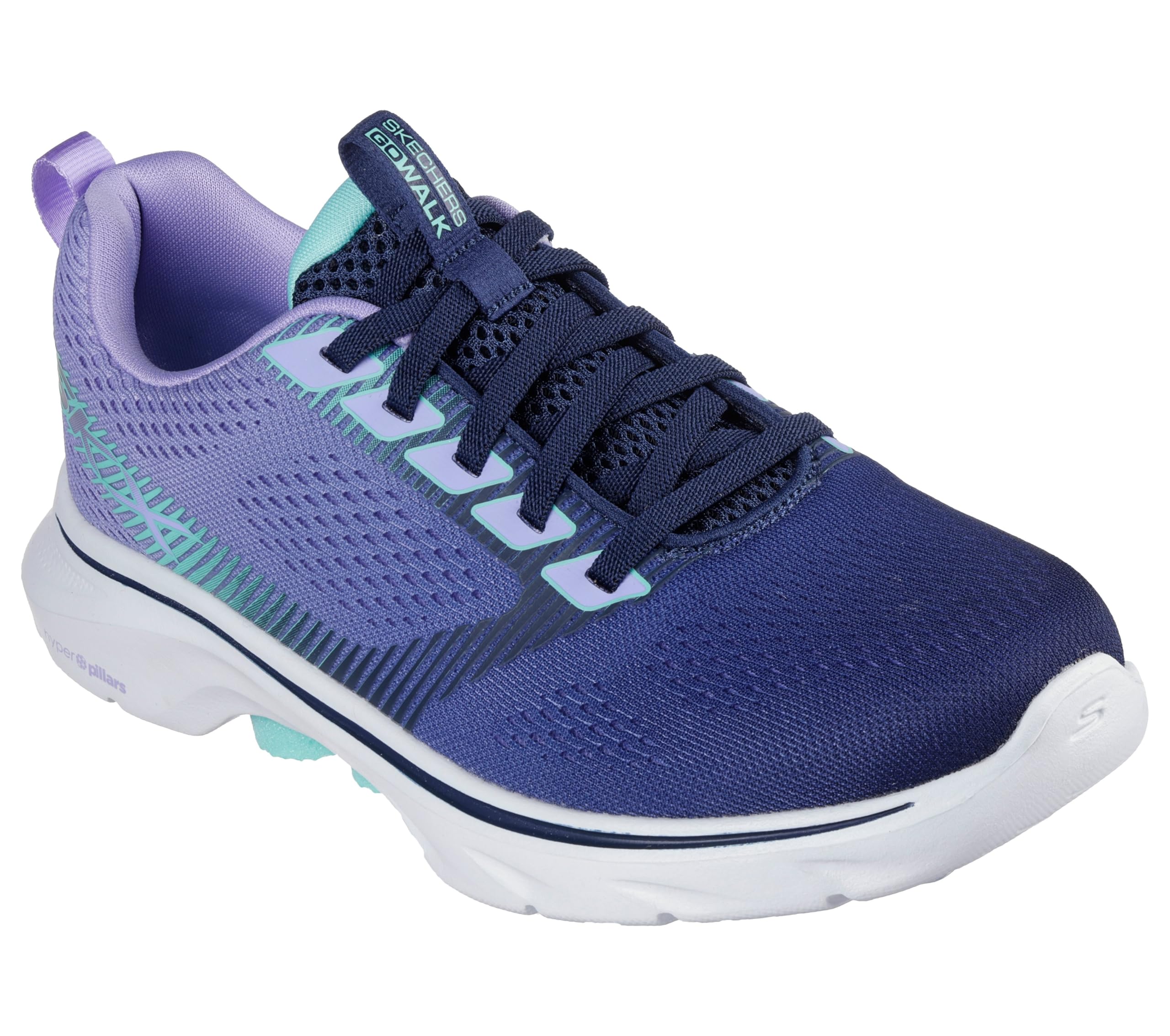 Skechers Women's Go Walk 7 Hailey Sneaker, Navy Textile/Aqua Trim, 6.5 UK