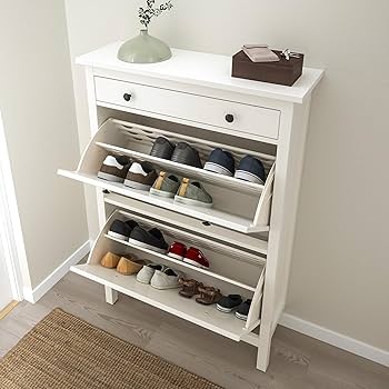 IKEA/HEMNES シューズボックス Amazon.com: HEMNES shoe cabinet with 2 compartments, 89x30x127 cm