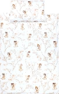 TupTam Kinder Bettwäsche Set Babybettwäsche Bettbezug 100 x 135 120 x 90 Kissenbezug 40 x 60 Jungen Mädchen 2-TLG, Farbe: Beige/Feen, Größe: 120x90 cm