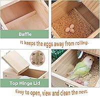 Vista 2 de JSLZF Nido de pájaros, caja nido de periquitos, caja de cría de pájaros con perca, caja nido de madera para pájaros, loros, agapornis, loros