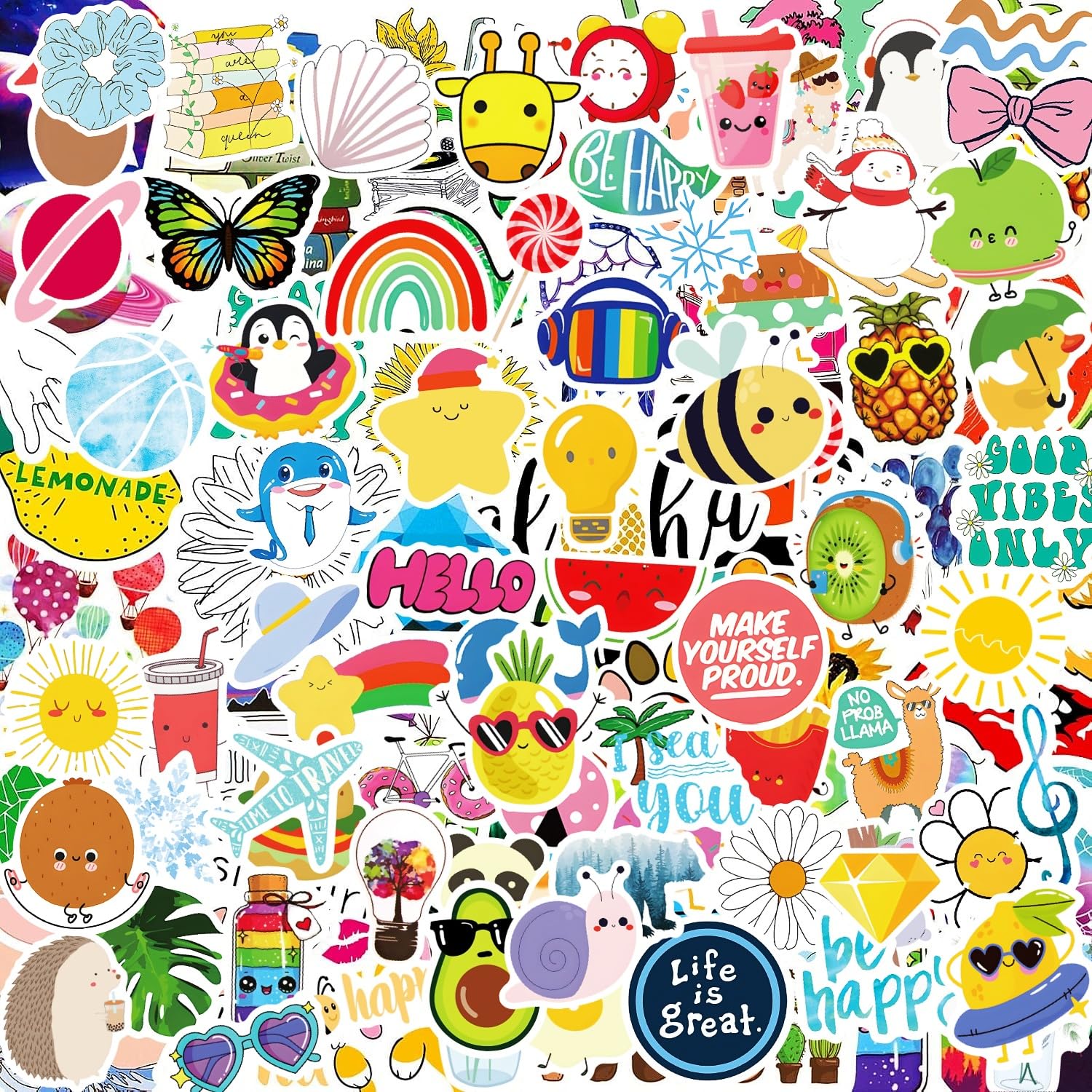 200PCS Vsco Stickers Packs for Water Bottle, Aesthetic Sticker for Hydro Flask, Laptop, Computer, Phone, Cute Vinyl Stickers Decals for Teens, Kids and Girls