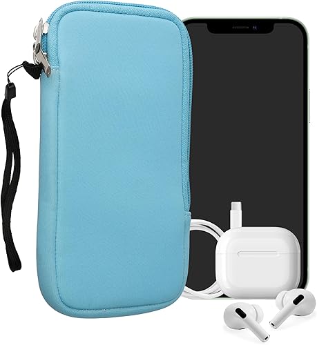 Miniatura 14 de kwmobile Bolsa de neopreno para teléfono tamaño XL - 6.7/6.8 pulgadas - Funda universal para celular con cremallera, correa para la muñeca, amarillo
