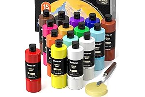 Shuttle Art Acrylic Paint, Bulk Acrylic Set with 473ml/16oz Extra White, 15...