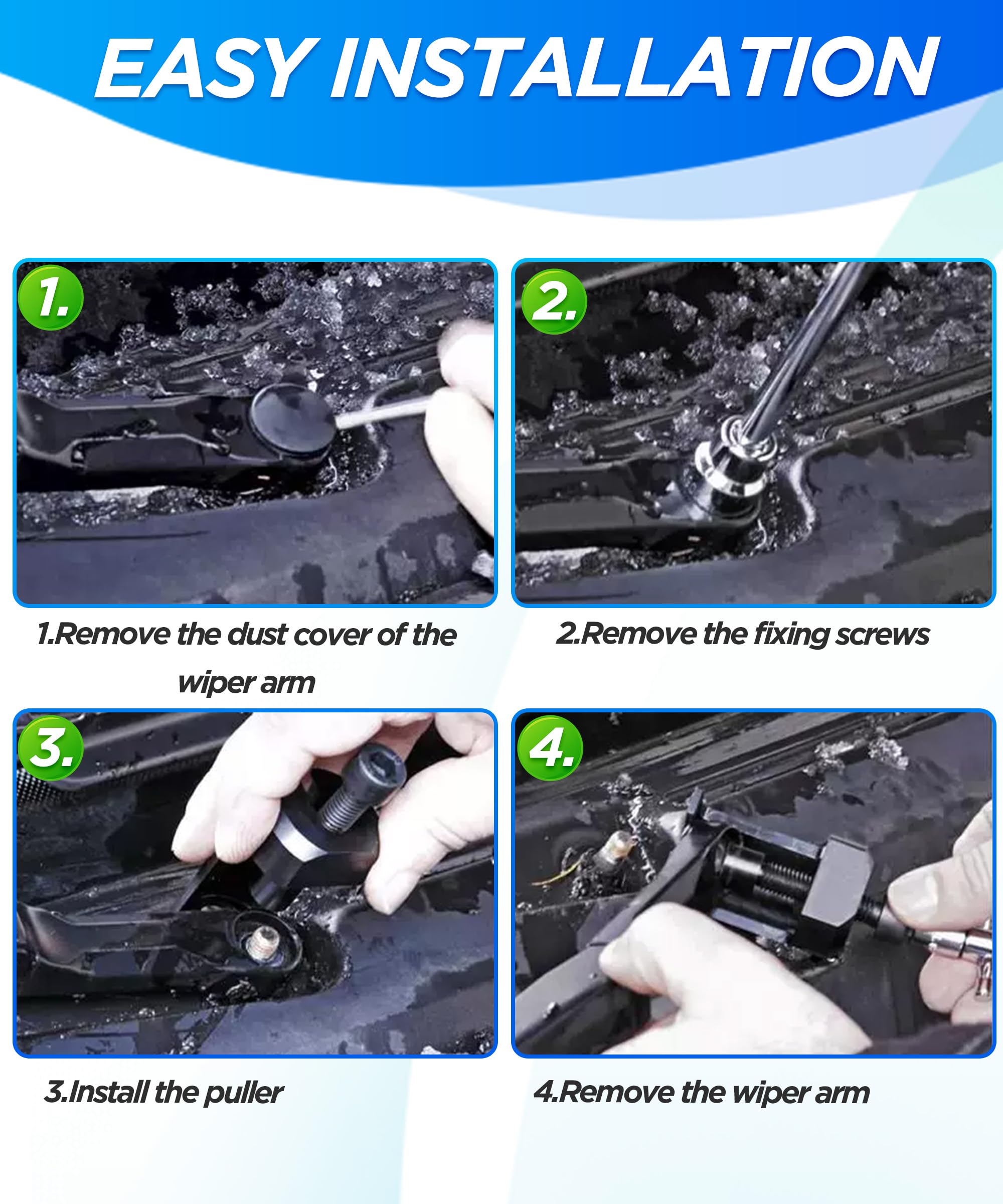 Strumenti di Auto,Attrezzi per Tergricristalli,Strumenti di Rimozione Parabrezza,Estrattore Tergicristallo Auto per Rimuovere Tergicristalli,Adatto per Terminali a Batteria,Piccoli Cuscinetti