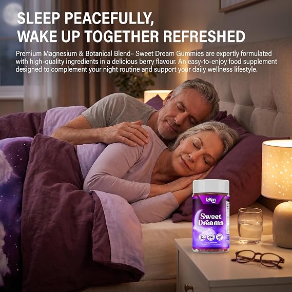Sweet Dreams Sleep Gummies for Adults with Magnesium, Lavender, Chamomile, L-Theanine & Ashwagandha Sleep Supplement Relaxation & Night-Time Support | Sugar Free, Vegan 60 Gummies | Berries Flavour