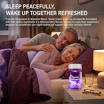 Sweet Dreams Sleep Gummies for Adults with Magnesium, Lavender, Chamomile, L-Theanine & Ashwagandha Sleep Supplement Relaxation & Night-Time Support | Sugar Free, Vegan 60 Gummies | Berries Flavour