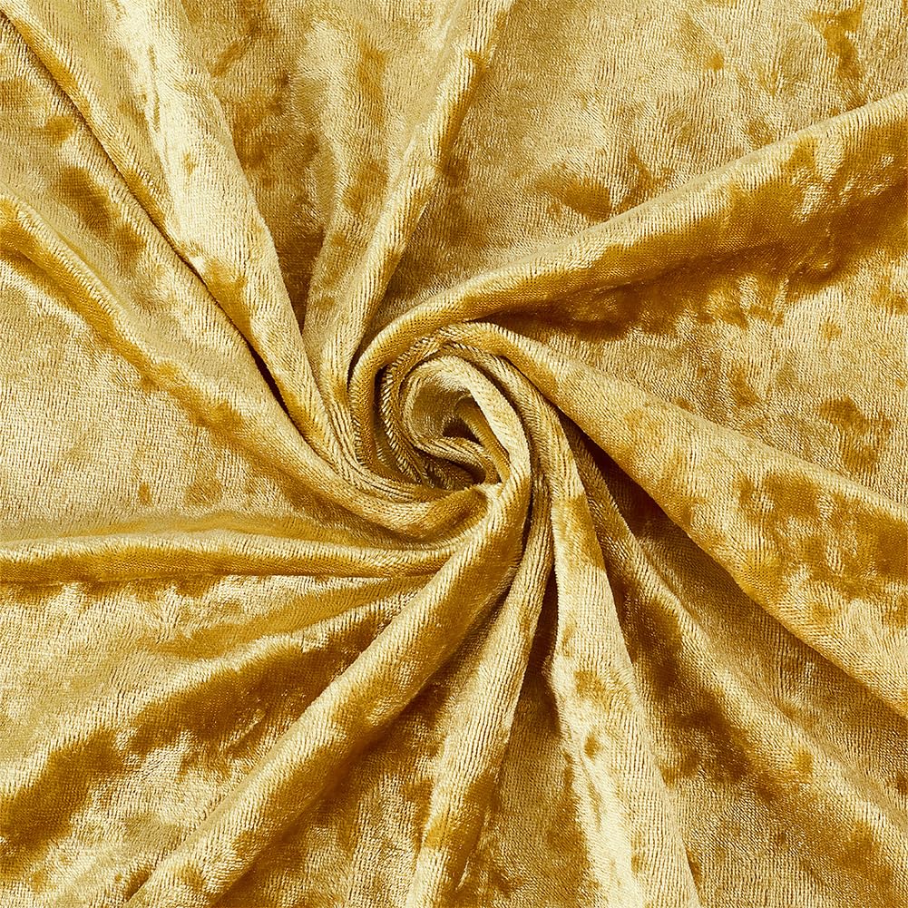 BENECREAT 1.1 Yard/1m Golden Crushed Velvet Fabric, 63 Inch/1.6m Wide Soft Velvety Fabric Wrinkle Resistant Velvet Upholstery Fabric for Sewing Apparel, Upholstery, Decoration
