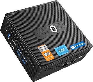 AWOW Mini PC Windows 10 Intel Celeron J3455 6GB LPDDR4 128GB SSD, Mini Desktop Computer, AK34 PRO Quad Core Small Computer, Dual Gigabit Ethernet NIC, 2*HDMI 1.4 4K@30Hz, 5*USB3.0, Bluetooth,Black