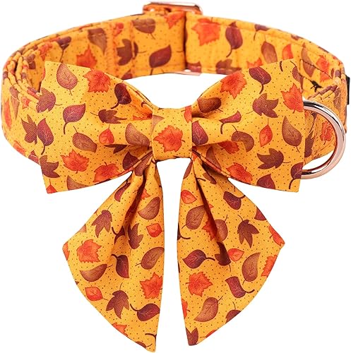 Miniatura 7 de ARING PET Collar de perro de Halloween, lindo collar de calabaza rosa con corbatín marinero, collar de algodón con lámpara de calabaza de Halloween