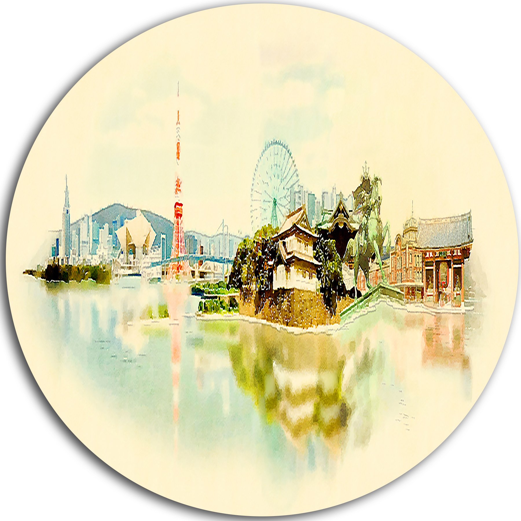 Designart MT7395-C11 Tokyo Panoramic View - Cityscape Watercolor