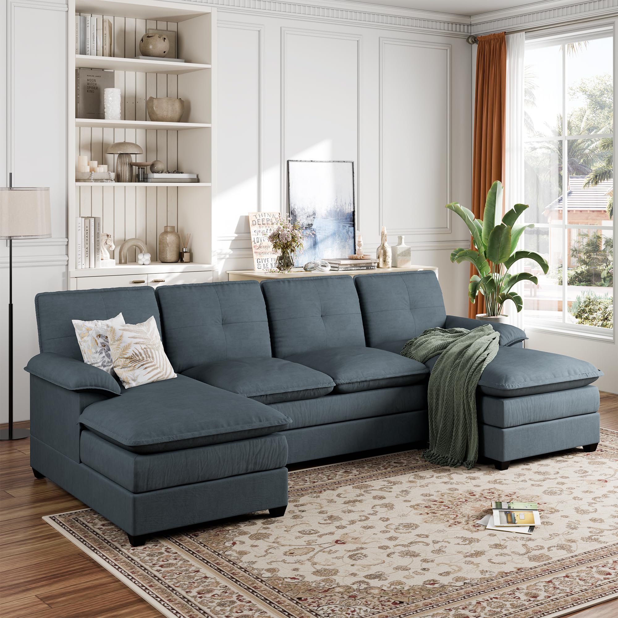 View 1 of ****** SEE NOTES****** Shintenchi 110" U-Shaped Sectional Couch with Double Chaise