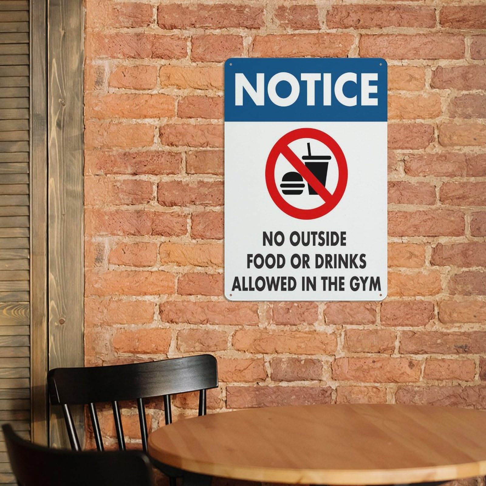 No Food Or Drink In Gym Sign - 24x30 Inches, Reflective Aluminum, Made In USA