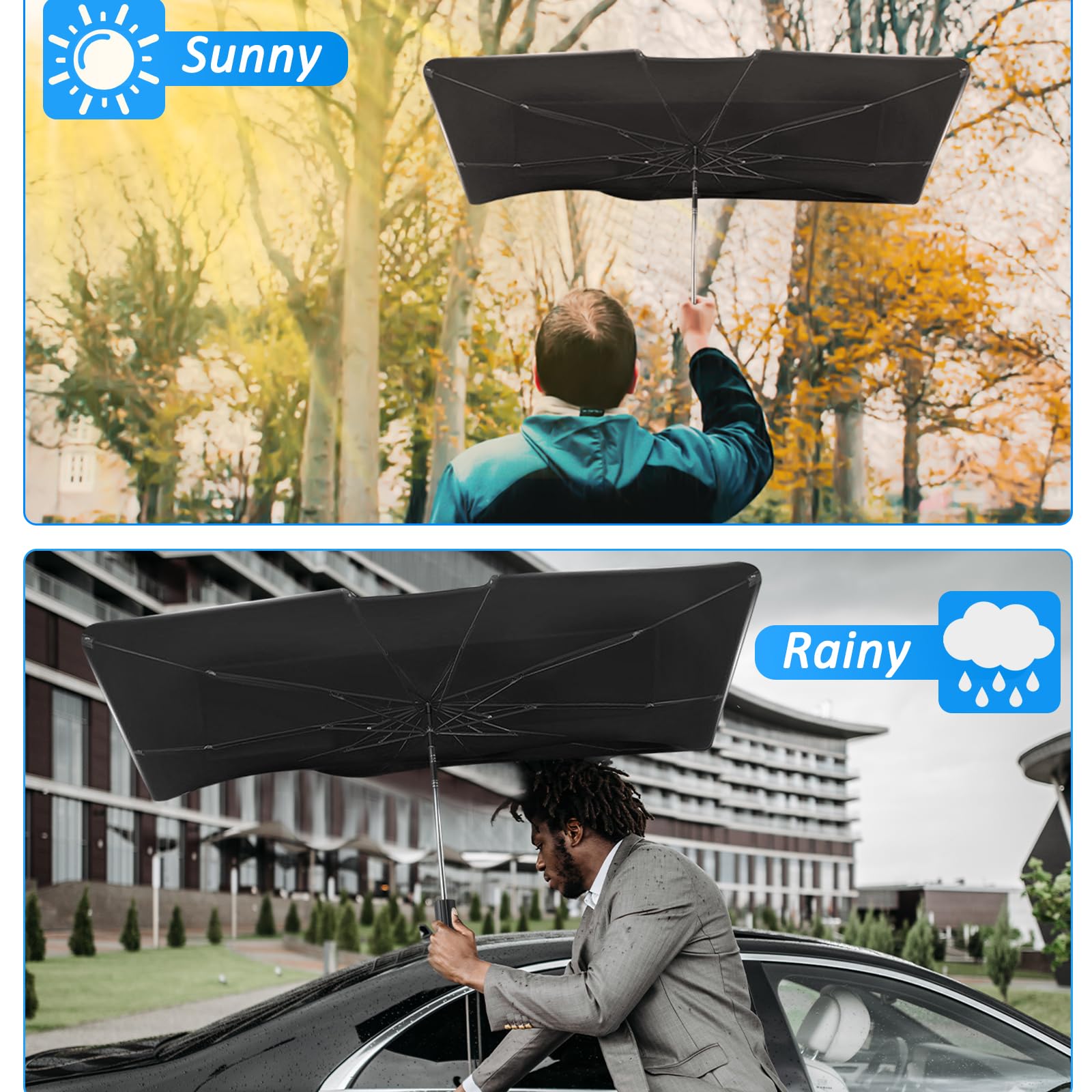 D-Lumina Parasol Przeciwsłoneczny na Przednią Szybę Samochodu - Składany Parasol Samochodowy Osłona Przeciwsłoneczna Blok UV Przednie Okno Samochodu dla Większości Samochodów(M-135×75cm)