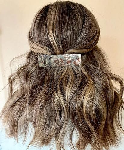 Miniatura 7 de 2 pasadores para el cabello, diseño francés, de celuloide, rectangulares, para mujer, 2 unidades