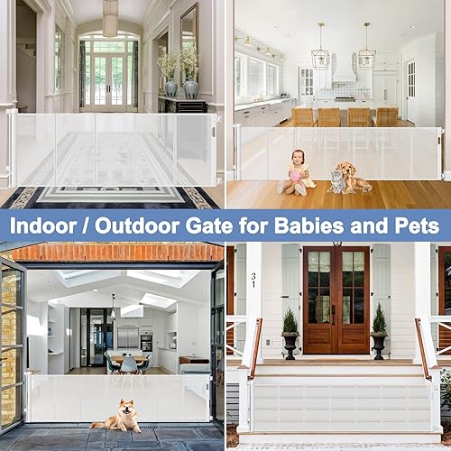 Miniatura 7 de Puertas retráctiles extra anchas reforzadas de 120 pulgadas para bebés extra anchas para grandes aperturas de 33 pulgadas de alto, puerta retráctil