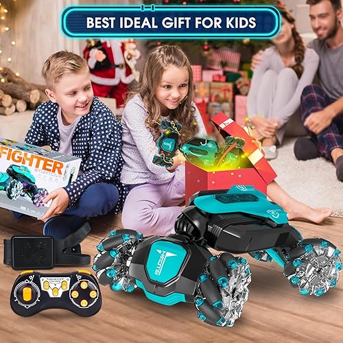 Miniatura 7 de Dysaim Coche de acrobacias RC con detección de gestos, auto RC de gestos, 2.4 GHz, sensor de control remoto giratorio para niños de 6 a 12 años,