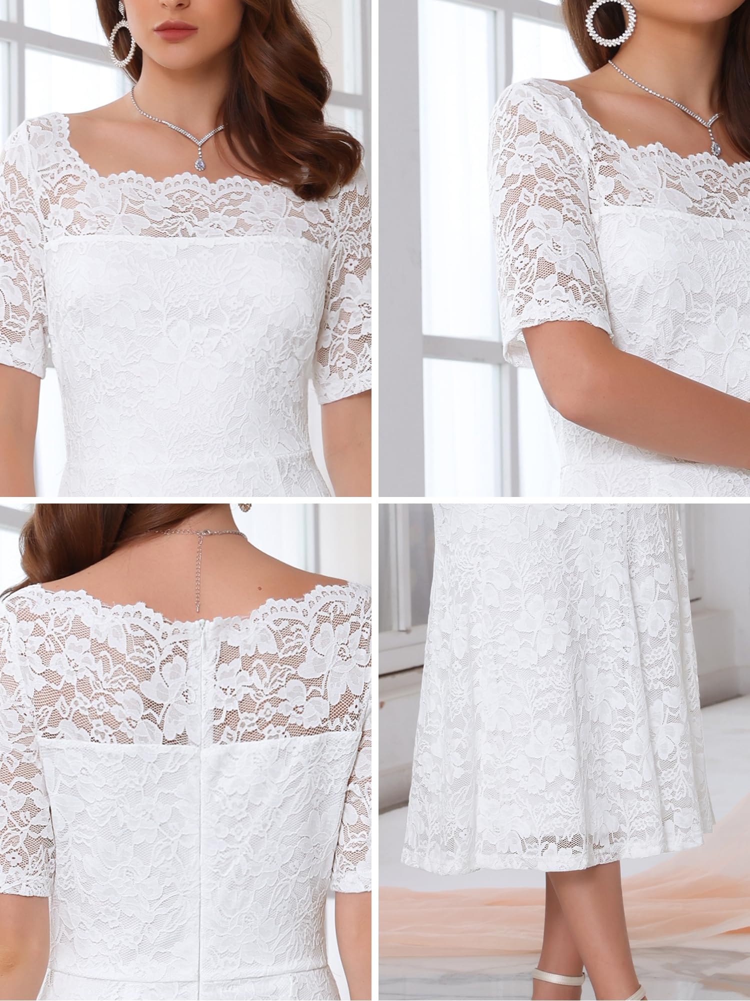 Femme Robe Dentelle Sirène Épaules Nues Soirée Mariage | Coupe Ajustée Ourlet Sirène Parfait pour Cocktail et Banquet Silhouette Flatteuse