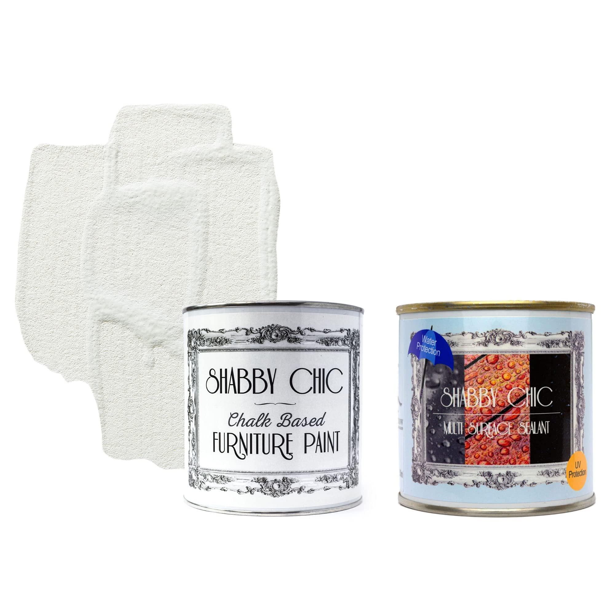 Shabby Chic Chalk Based Furniture Paint - 8.5oz Chalky White & 8.5oz Multi Surface Sealant Clear - Bundle - for Home Decor, DIY Projects, Wood Furniture