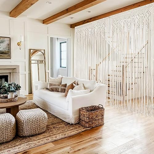 Miniatura 2 de Cortinas bohemias de macramé para ventanas, gran macramé para colgar en la pared, cortina de ventana hecha a mano para sala de estar, dormitorio,