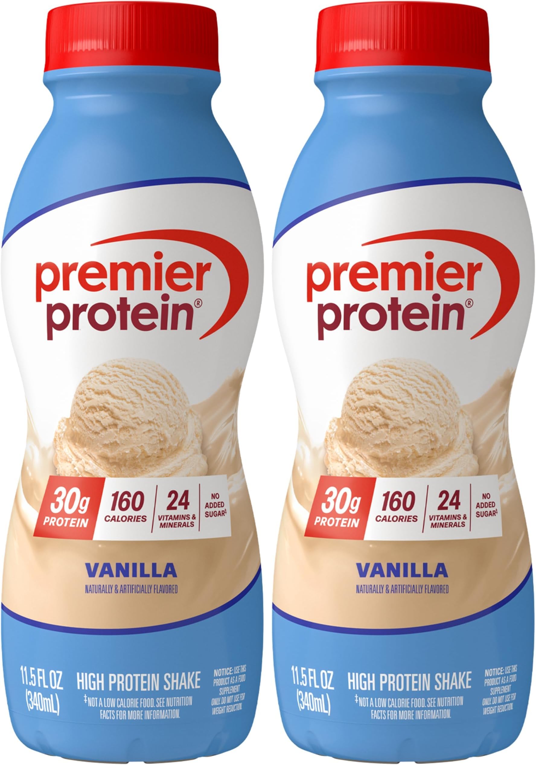 Premier Protein 30g Protein Shake, Vanilla, 11.5 fl oz (Pack of 2)