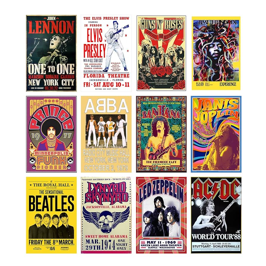 ☆I Love You☆ Vintage Poster R&B Rock Woonkit Vintage Rock Band Posters for Room Aesthetic, 70s