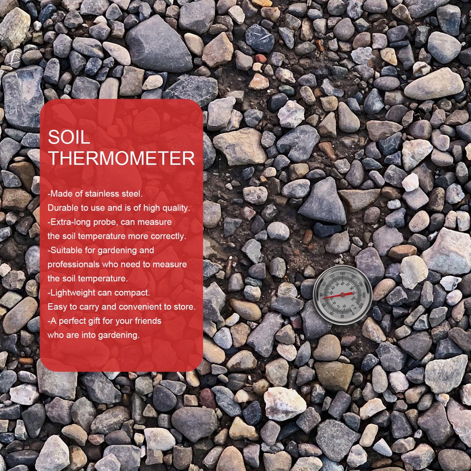 Toddmomy 3pièces Thermomètre De Sol Inoxydable Avec Longue Outil De Mesure De Température Pour Compost Et Jardinage