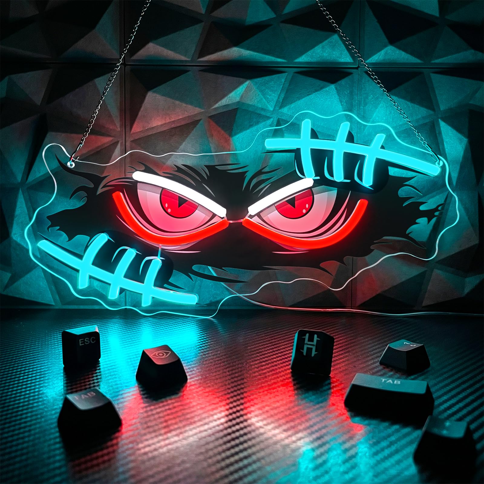 Astuddy Eye Neon Sign, Cool Eyes LED Neon Signs for Game Room, USB Gaming Neon Sign for Wall Decor, Dimmable Game Neon Wall Light for Bedroom Gaming Zone Bar Man Cave Gift