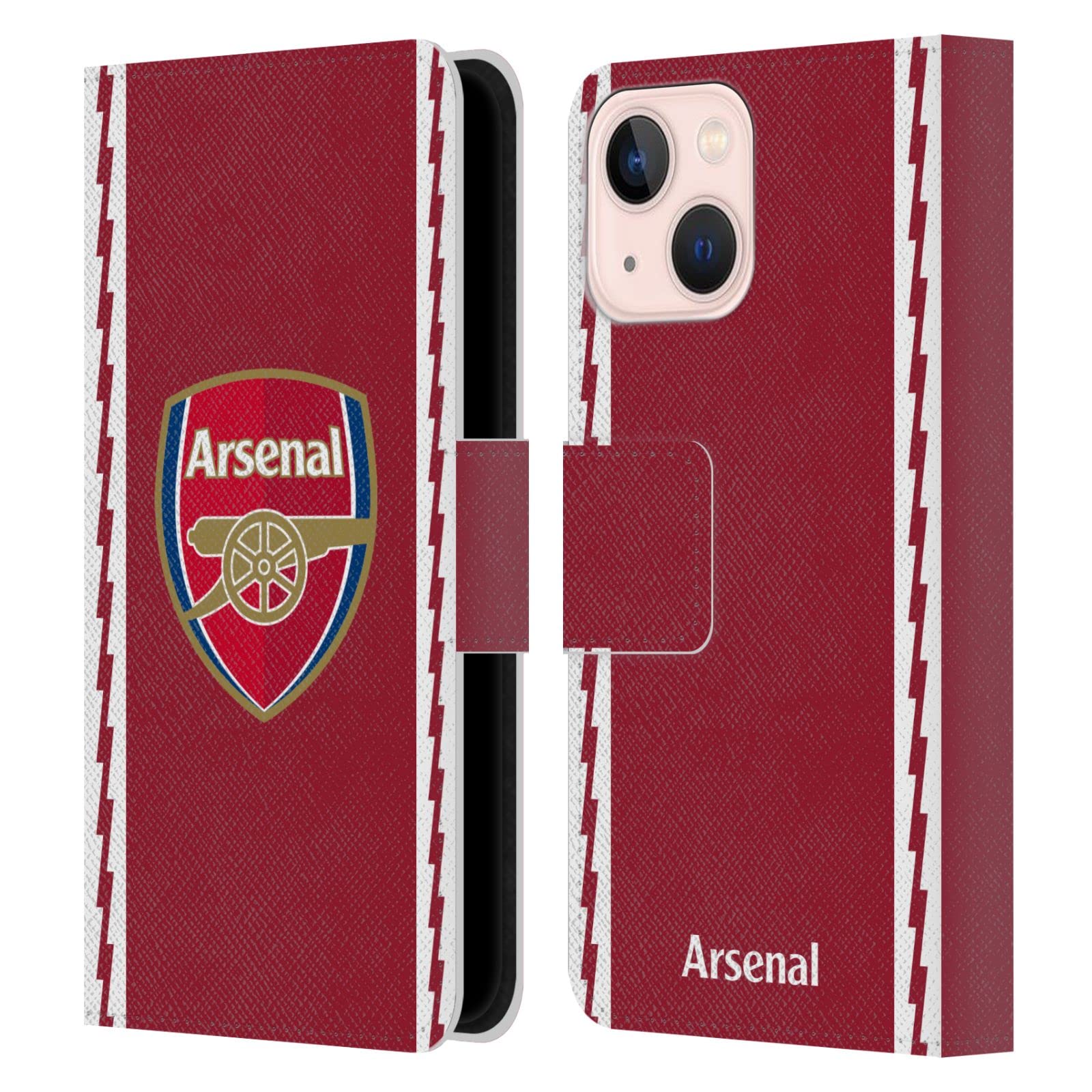 Head Case Designs Officially Licensed Arsenal FC Home 2022/23 Crest Kit Leather Wallet Case Compatible With Apple iPhone 13 Mini